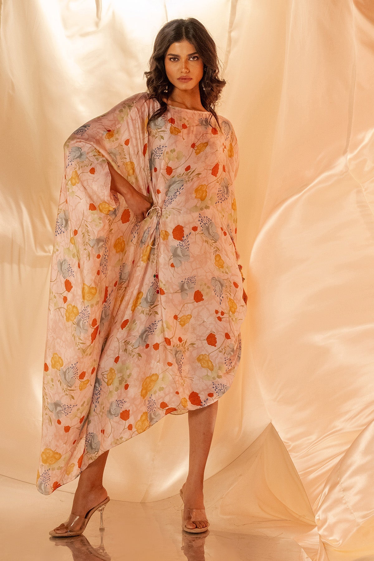 Buy White Printed Drape Style Dress by Shristi Chetani for women online at ScrollnShops